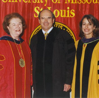 Commencement, Chancellor Touhill, John Bachmann (Honorary Degree Recipient), Curator Connie Silverstein 4845