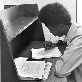 Student Studying In Thomas Jefferson Library, C. 1970s-1980s (Original Print In MU Archives at Columbia) 4943