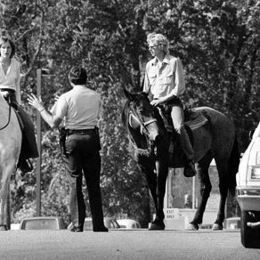 Tammy Davis and Jerry Heath Riding Horses On Campus C. 1970s (Original Print In MU Archives at Columbia) 4949