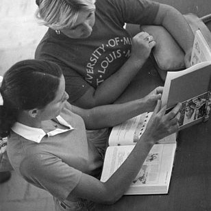 Students In Library, C. 1970s-1980s (Original Print In MU Archives at Columbia) 4953