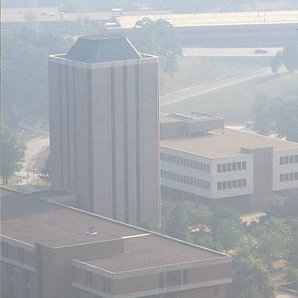 Aerial View of Campus Looking North, SSB, Tower, Lucas Hall, 4972
