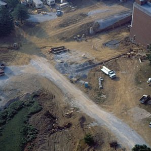 Aerial View Of Campus Construction, Looking Down at a Dry Bugg Lake, 4982