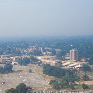 Aerial View Of Campus Looking South West, C. Late 1970s; (Original Slide In MU Archives at Columbia) 4987
