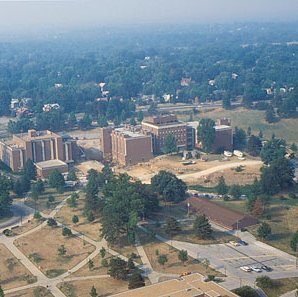 Aerial View of Campus, Looking South, Dry Bugg Lake, Fun Palace/Annex, C. Late 1970s  4997