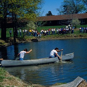 Greek Week, Bugg Lake Canoe Race (Original Slide In MU Archives at Columbia) 5007