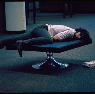 Student Sleeping In Library, C. 1970s-1980s (Original Slide In MU Archives at Columbia) 5019