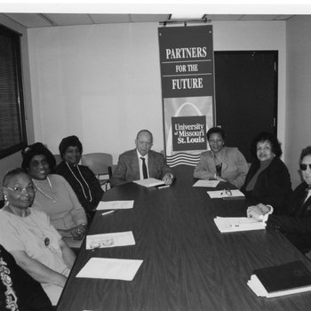 Marian Oldham Scholarship Committee, Cindy Vantine (Foreground), Charles Oldham (Center), C. 1990s 5633