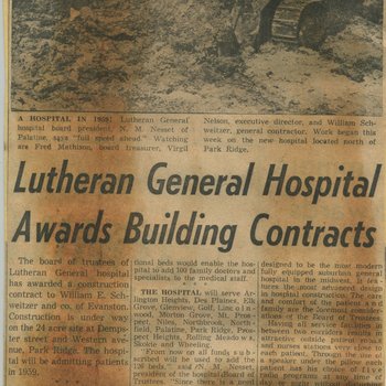 Lutheran General Hospital Awards Building Contracts, 1958 April
