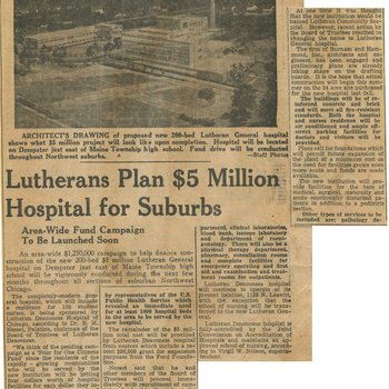 Lutherans Plan $5 Million Hospital for Suburbs, 1957 January
