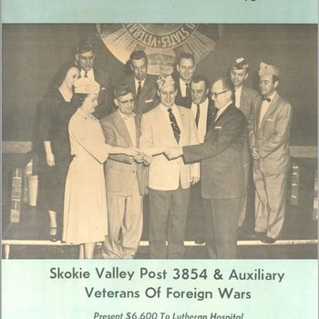 Skokie Valley Post 3854 & Auxiliary Veterans Of Foreign Wars Present $6,600 To Lutheran Hospital, 1958 January