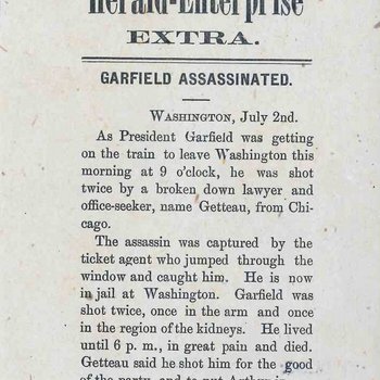 Herald-Enterpries Extra: Garfield Assassinated