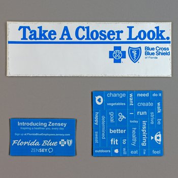 “Take A Closer Look” Blue Cross Blue Shield of Florida sticker (2), undated