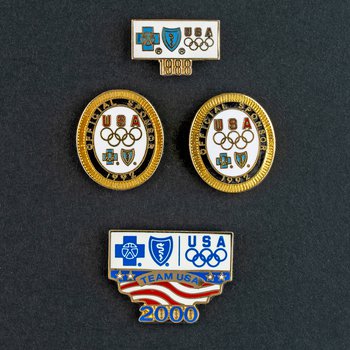 Assorted Blue Cross and Blue Shield Olympics Scholarship Pins, 1988-2000