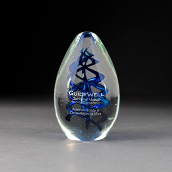 Blue/Clear GuideWell paperweight, undated