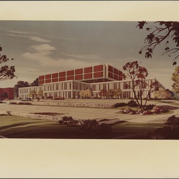 Architect drawing of exterior of Children's Mercy Hospital-Hospital Hill