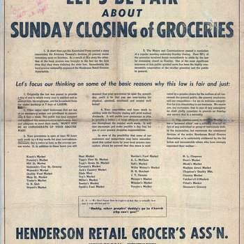 Let's Be Fair about Sunday Closing of Groceries