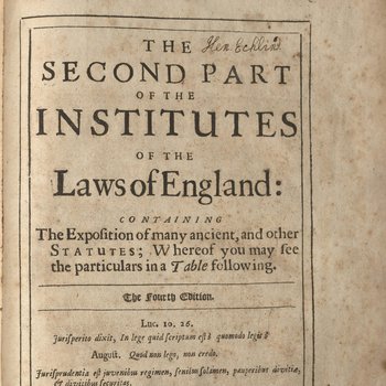 The Second Part of the Institutes of the Laws of England