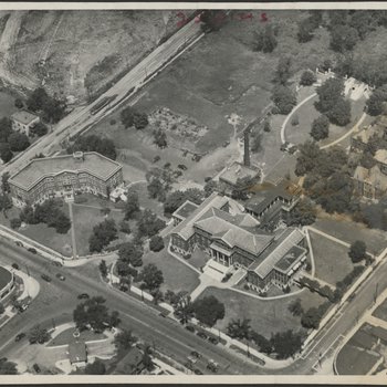 Aerial view of Children's Mercy Hospital Buildings on Independence Ave
