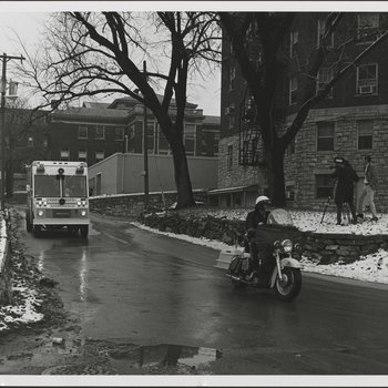 Ambulance Leaving Old  Children's Mercy Hospital Building