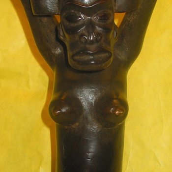 CHOKWE Culture of Arts from southern part of Congo (Kinshasa) from the Kwango River to the Lualaba; northeastern Angola- (Seated Female Figure)