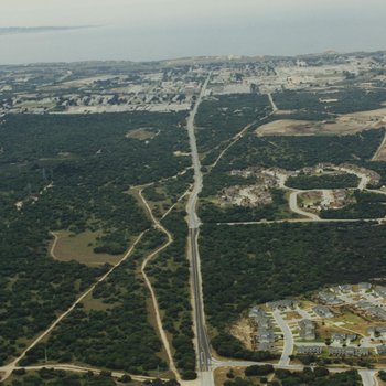 Aerial View showing East Campus, Inter-Garrison Road, and Main Campus