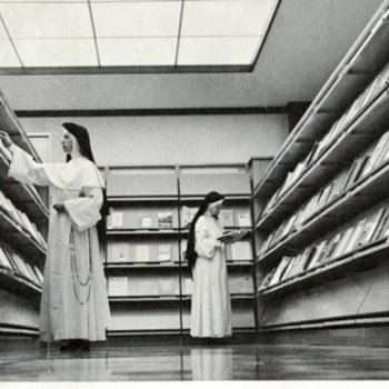 1963 Dominican Sisters Working in the Library