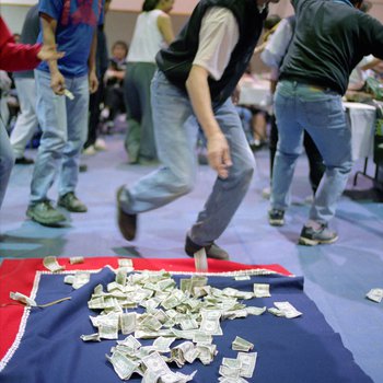 Members of the Tlingit Nation take part in a money dance, November 1, 2003