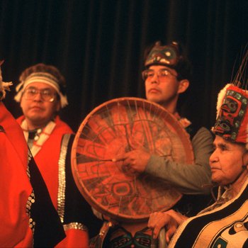 Members of the Tlingit Nation celebrate the return of the Bear Clan Totem on the University of Northern Colorado campus, October 20, 2003 2