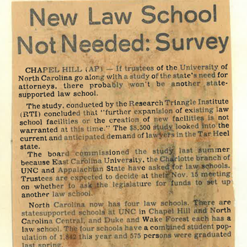 1974: The Research Triangle Institute Report on the Status of North Carolina Law Schools
