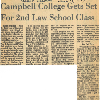 Campbell College Gets Set for Second Class