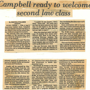Campbell Ready to Welcome Second Law Class