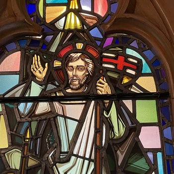 Detail, Hand of God and Christ from The Resurrection Window
