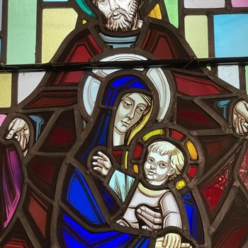 Detail view of the Holy Family from The Nativity