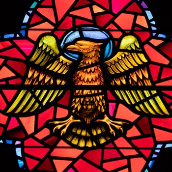 Detail, Eagle from The Witness of St. John the Evangelist Window or James Memorial Windows