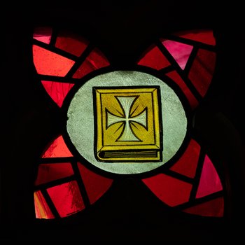 Detail, Gospel of The Witness of St. John the Evangelist Window or James Memorial Windows.