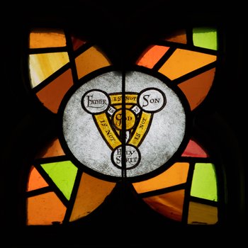 Detail, Symbol of Trinity from The Sacrament of Baptism and the Eucharist Window or James Memorial Windows