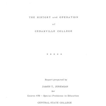 The History and Operation of Cedarville College