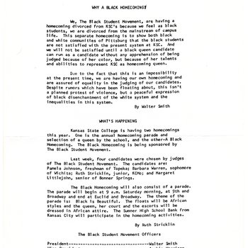 Leaflet, "The Black Voice: Why a Black Homecoming?," 1969