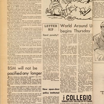 "BSM will not be pacified any longer," October 10, 1969