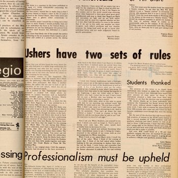 "Ushers have two sets of rules," April 24, 1970