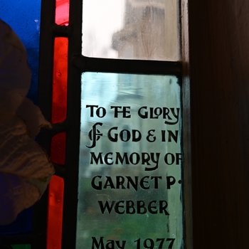 Detail, Inscription and Signature from Icon of Saint Matthew window