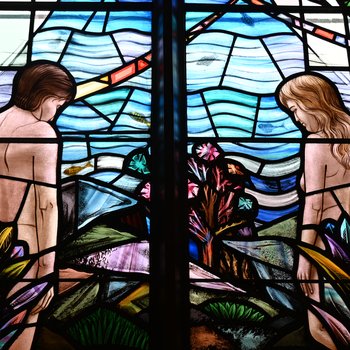 Detail, Adam and Eve from Creation window