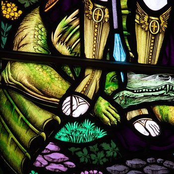 Detail, Dragon of St. Michael from War Memorial Window.