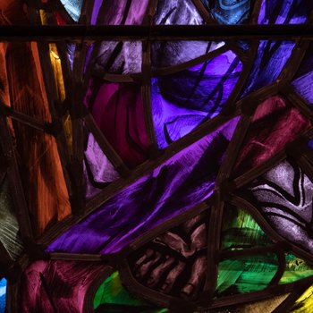 Detail, Feet of Priscilla and Glass Patterning, from Priscilla Window or Women's Auxiliary Memorial Window