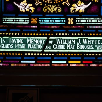 Detail, Inscription, from The Ascension of Christ or Plaxton Memorial Window