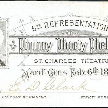 Mardi Gras. Phunny Phorty Phellows, 1883, New Orleans.