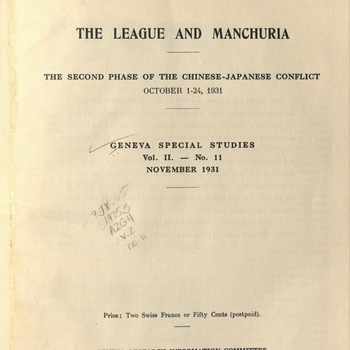 The League and Manchuria: The Second Phase of the Chinese-Japanese Conflict, October 1-24, 1931