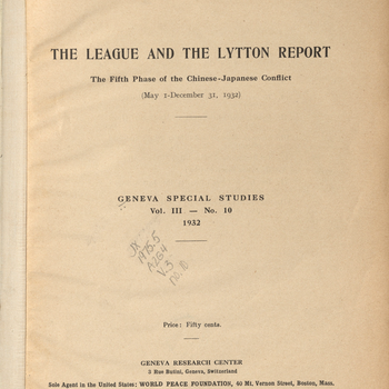 The League and the Lytton Report: The Fifth Phase of the Chinese-Japanese Conflict (May 1- December 31, 1932)