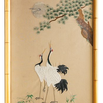 Bunka Shishu (embroidery thread-painting) of Cranes