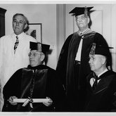E. W. Bertner in Academic Regalia with Hugh Roy Cullen, Dr. W. H. Moursund, and Dr. W. R. White (1950)